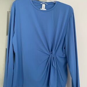 H&M Blue Long Sleeve Twist-Front Top